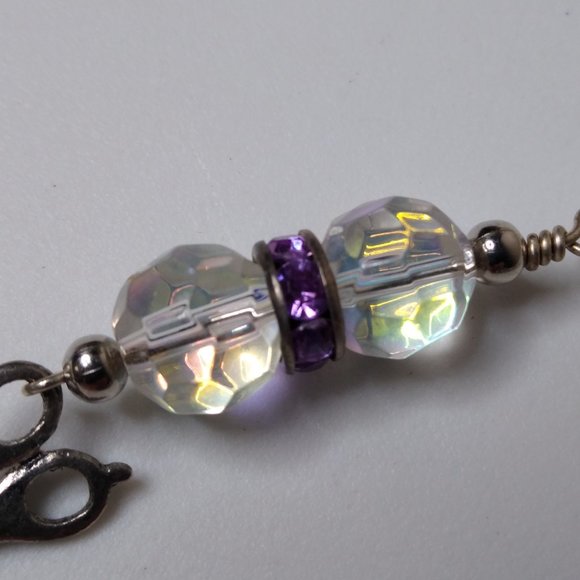 Vintage Glass Bead Metal Scissors Dangle Earrings - Picture 5 of 15